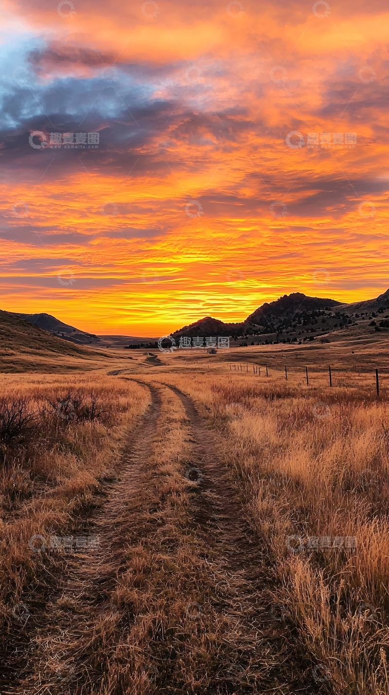 高清大图下载【趣麦麦图】夕阳下的乡间小路5