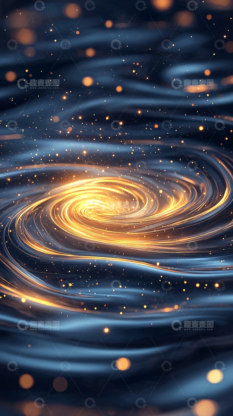 高清大图下载【趣麦麦图】金色漩涡星空背景