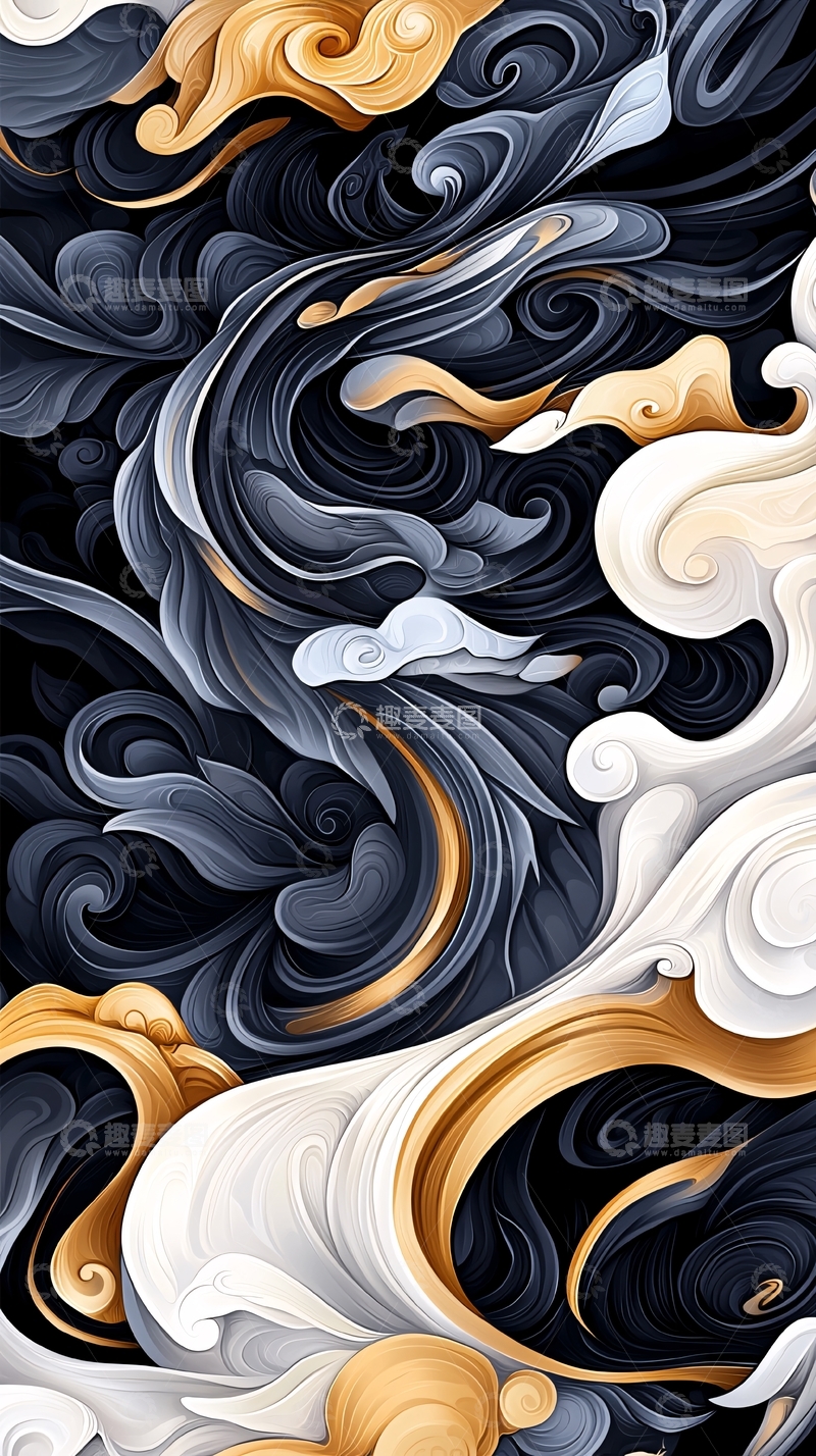高清大图下载【趣麦麦图】抽象流动线条艺术背景