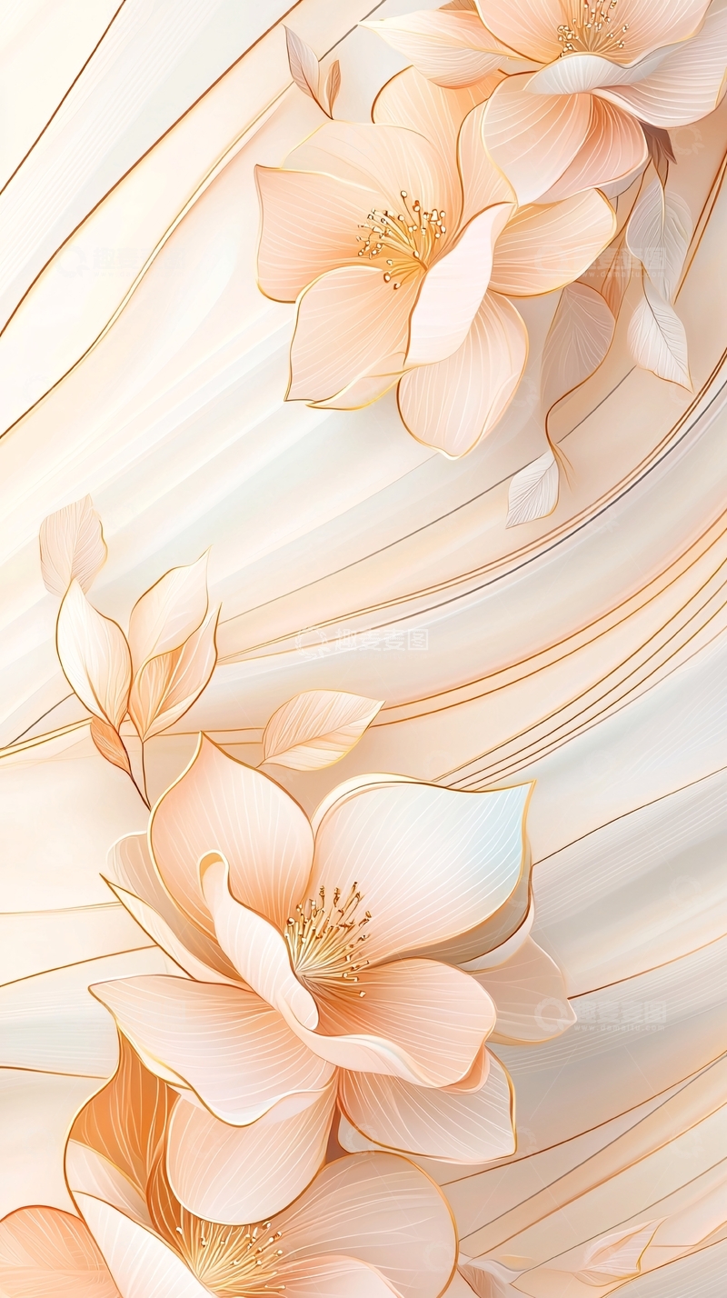 高清大图下载【趣麦麦图】金色花卉抽象艺术背景图