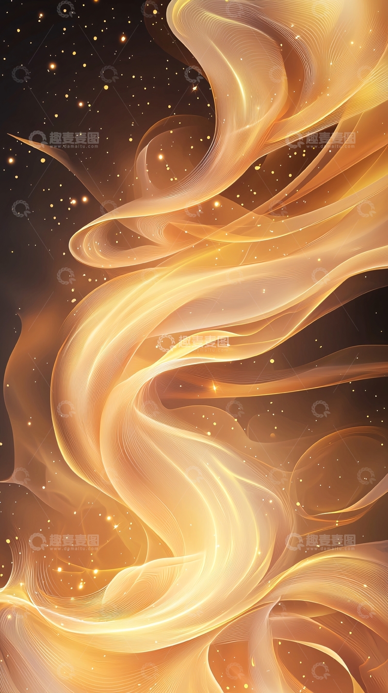 高清大图下载【趣麦麦图】金色波浪星空背景