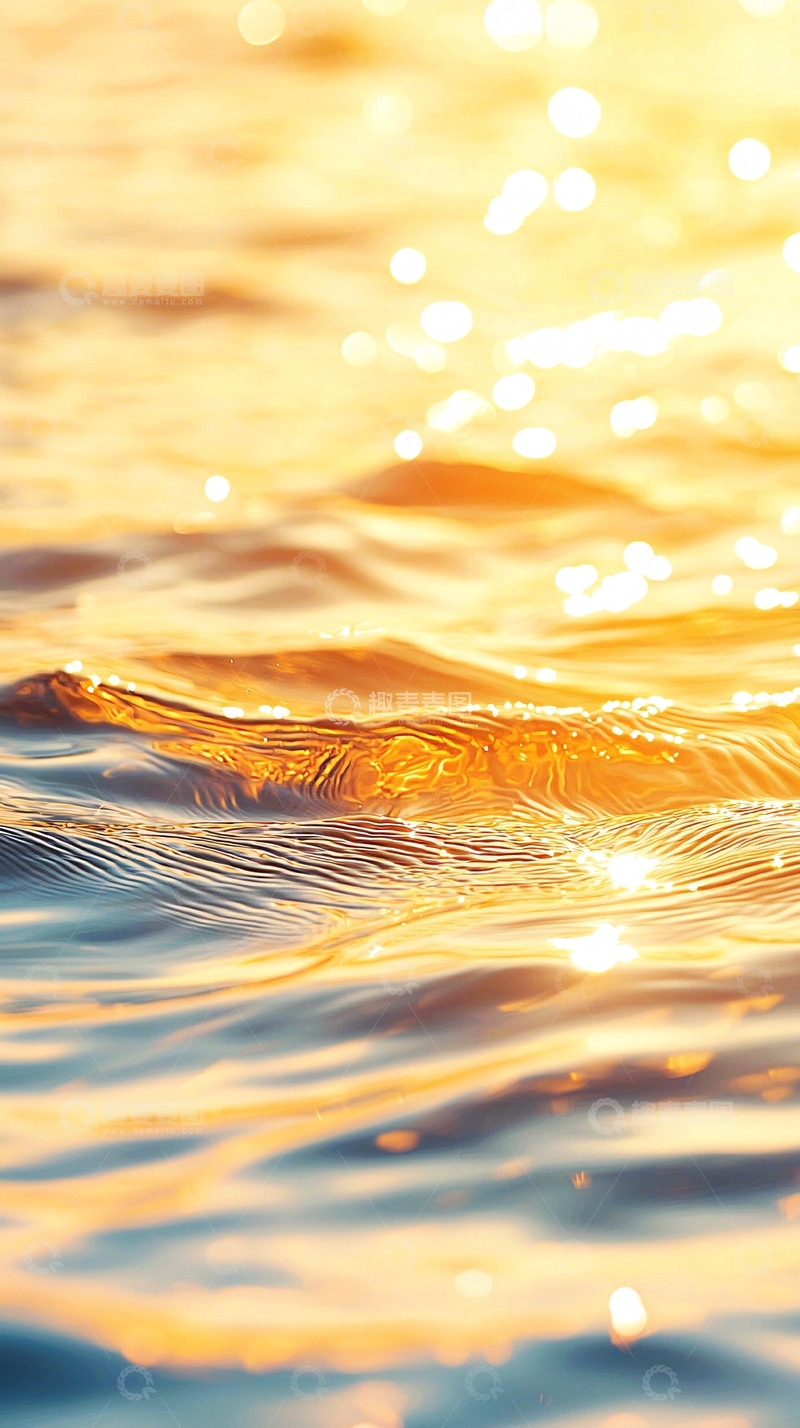 高清大图下载【趣麦麦图】金色波光粼粼的水面