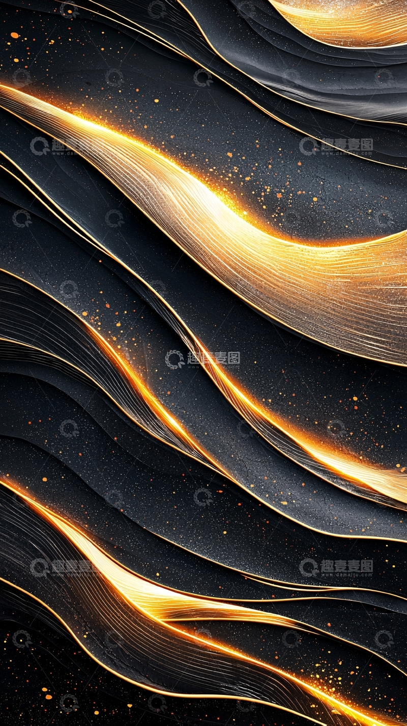 高清大图下载【趣麦麦图】金色波浪抽象艺术背景