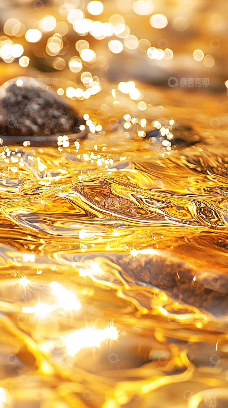 高清大图下载【趣麦麦图】金色水流与光斑