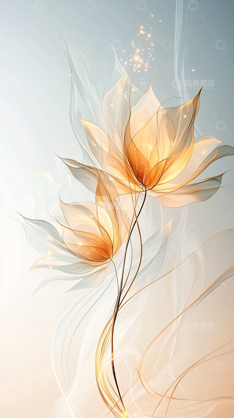 高清大图下载【趣麦麦图】梦幻花朵艺术插画背景图