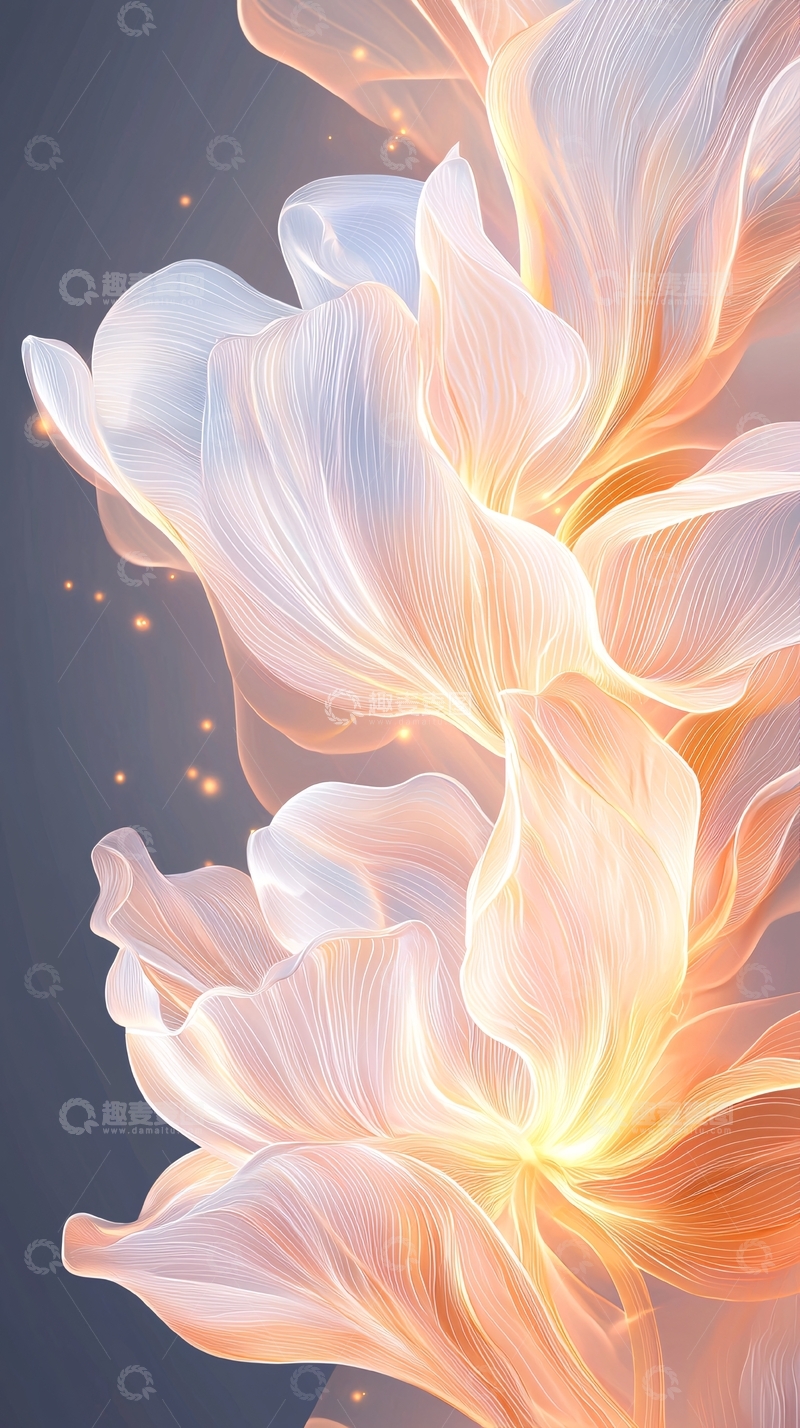 高清大图下载【趣麦麦图】-梦幻花朵光影艺术背景