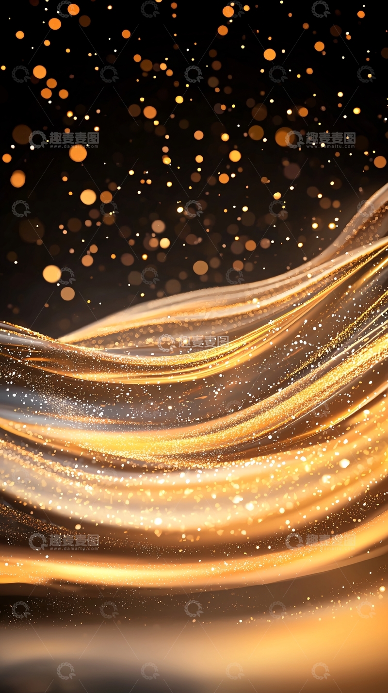 高清大图下载【趣麦麦图】金色光带流动背景
