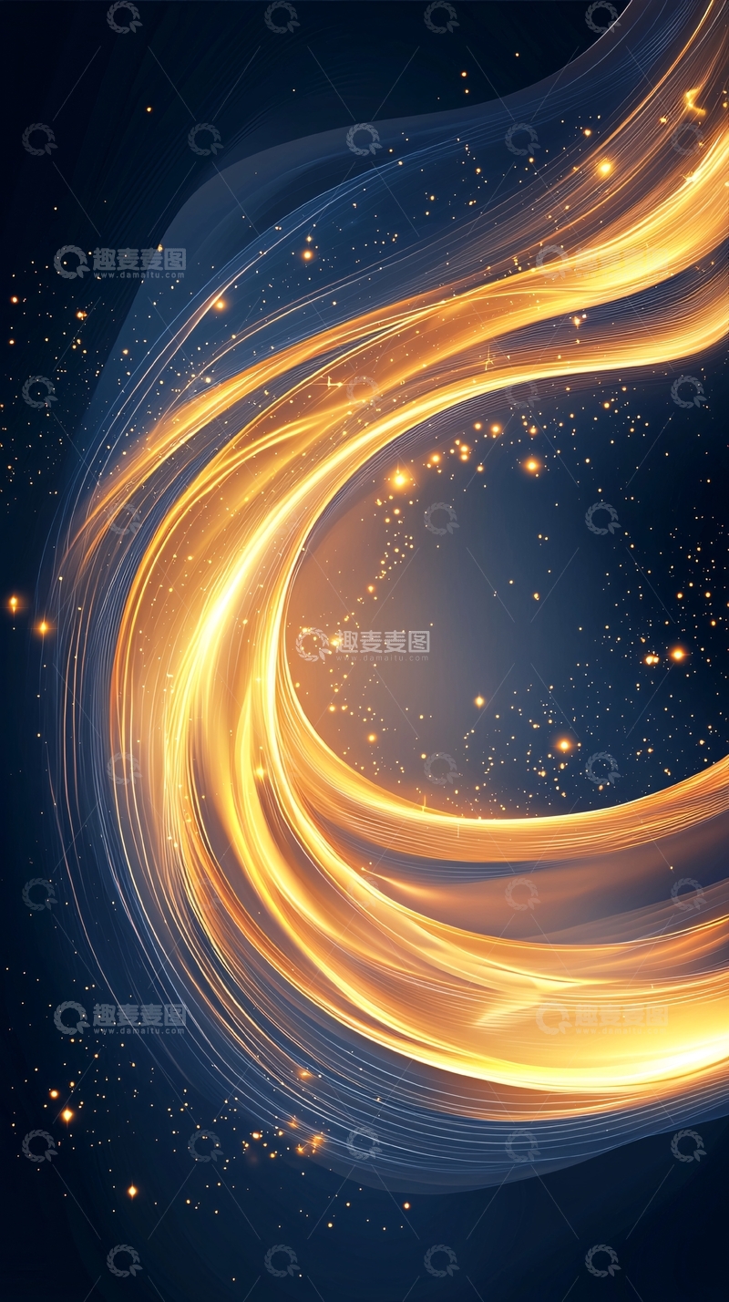 高清大图下载【趣麦麦图】金色光带动态背景