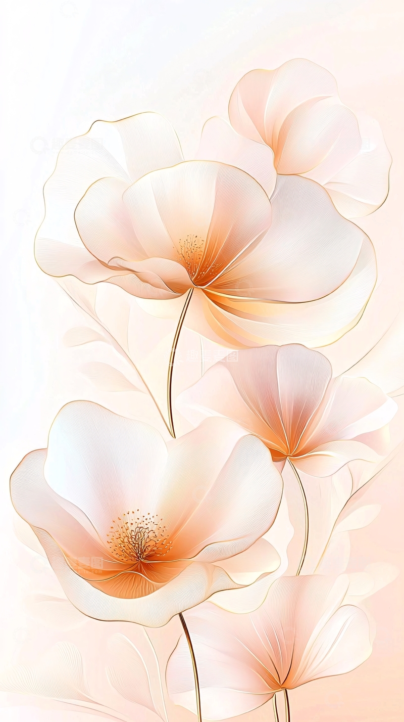 高清大图下载【趣麦麦图】淡雅花卉艺术插画背景图