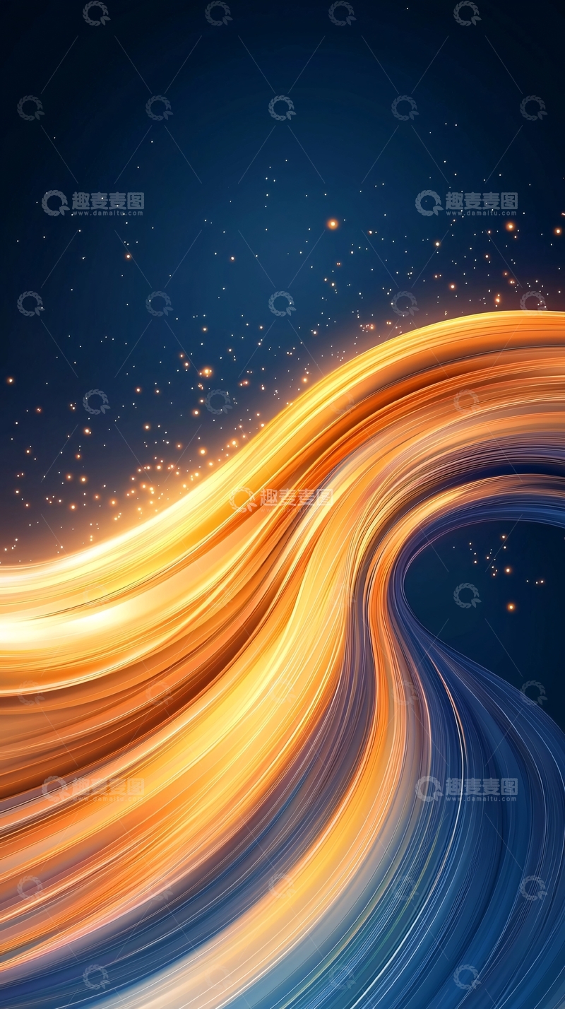 高清大图下载【趣麦麦图】金色光带夜空背景
