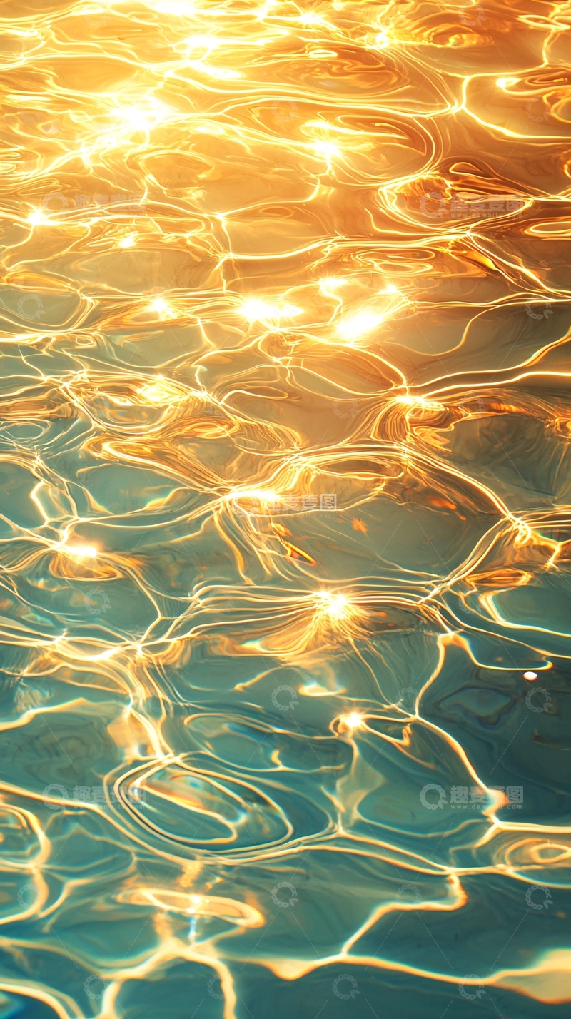 高清大图下载【趣麦麦图】金色波光粼粼水面纹理背景