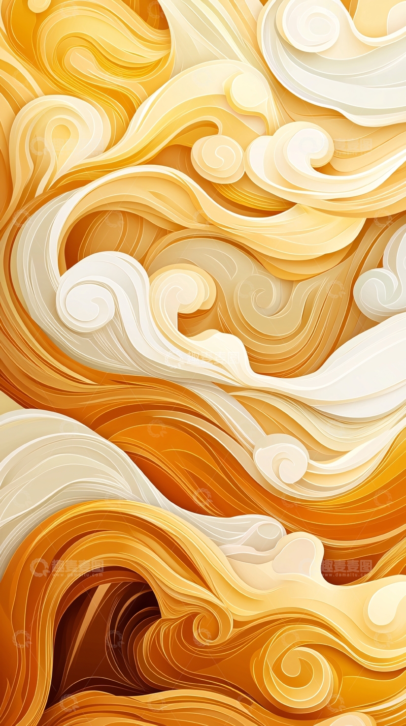 高清大图下载【趣麦麦图】金色波浪抽象艺术背景