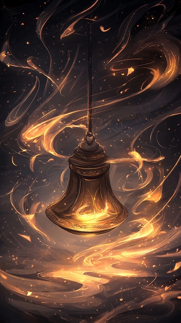 金色吊灯与火焰漩涡