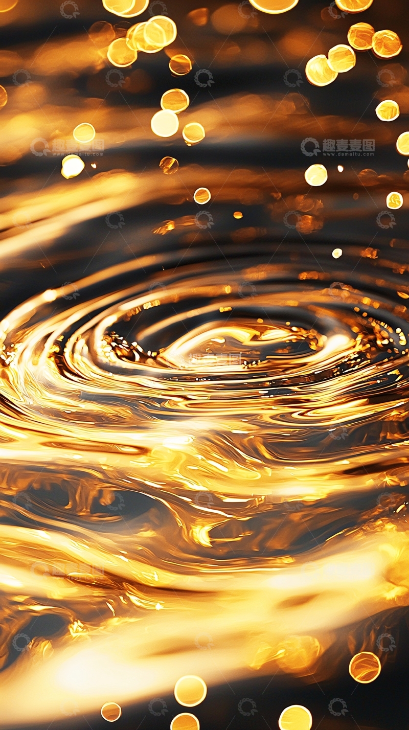 高清大图下载【趣麦麦图】金色水滴涟漪背景图
