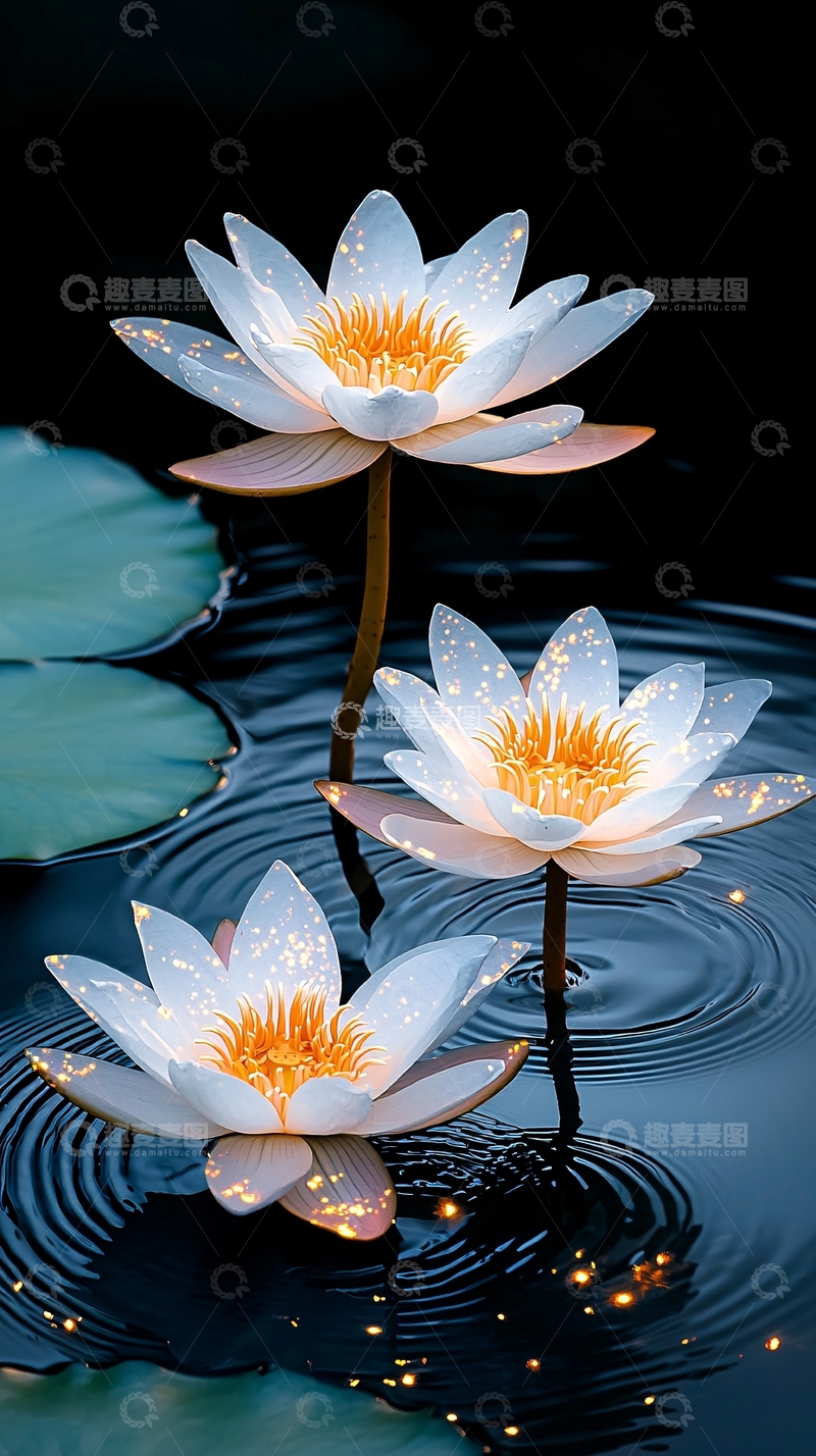 高清大图下载【趣麦麦图】水中的莲花灯饰