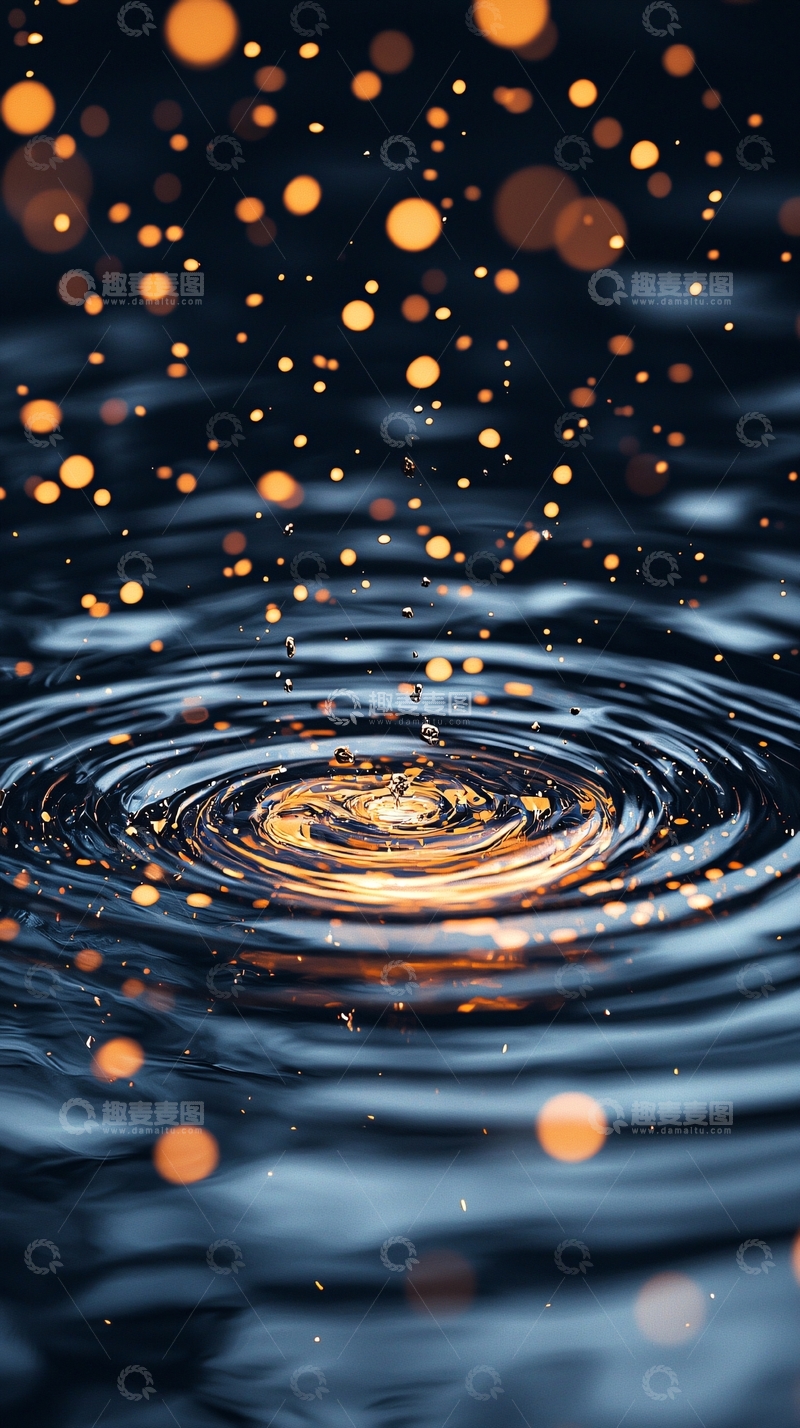 高清大图下载【趣麦麦图】水滴激起的涟漪与光斑