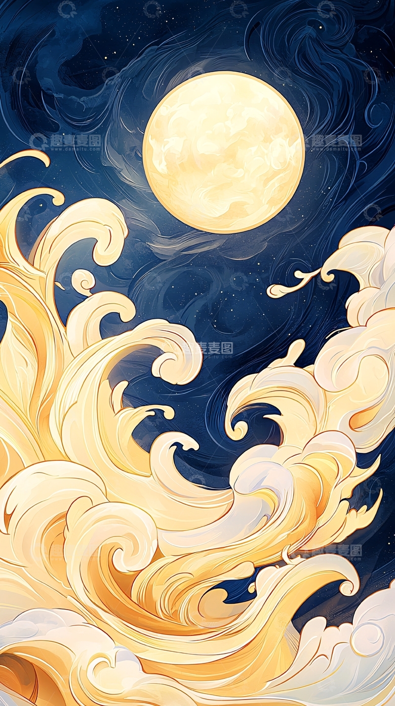 高清大图下载【趣麦麦图】月夜波涛汹涌