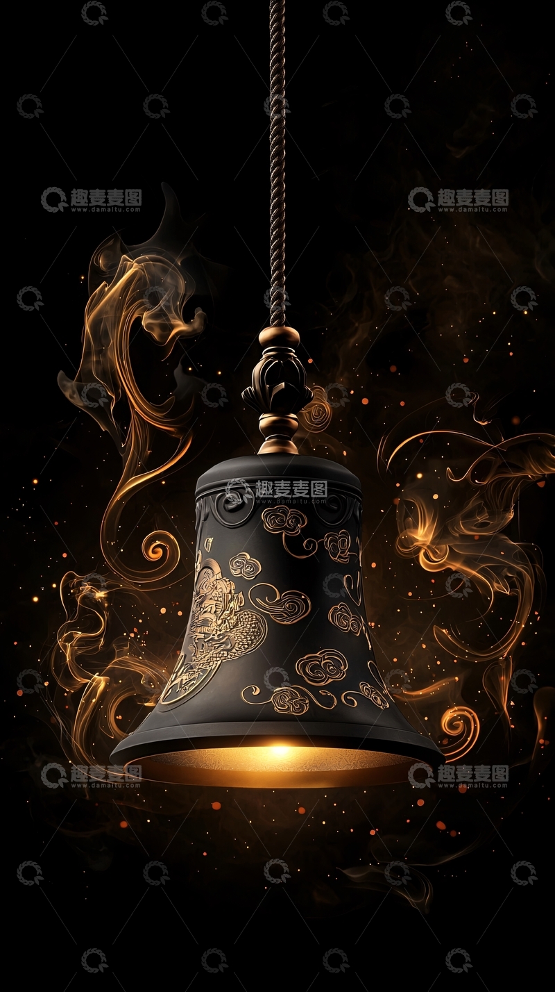 高清大图下载【趣麦麦图】古风吊灯与烟雾背景