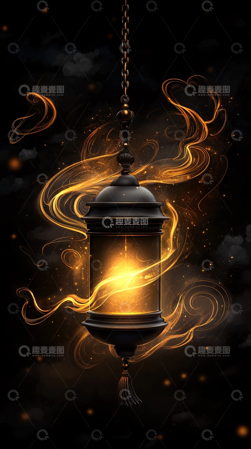 高清大图下载【趣麦麦图】金色灯笼与光晕效果