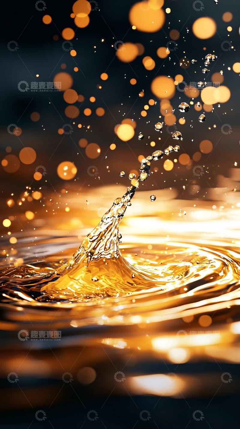 高清大图下载【趣麦麦图】金色水滴动态效果背景
