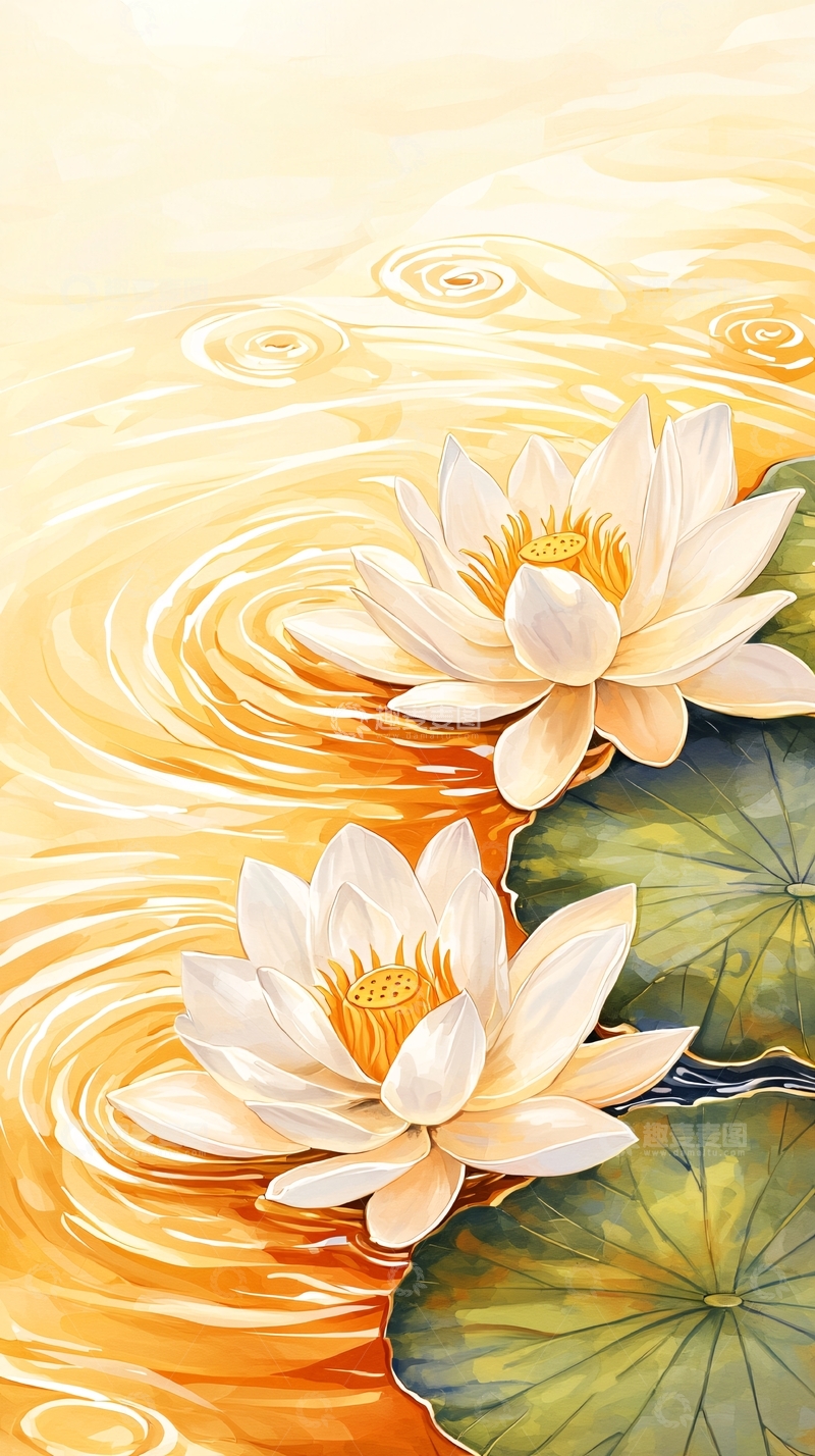 高清大图下载【趣麦麦图】莲花盛开宁静水面