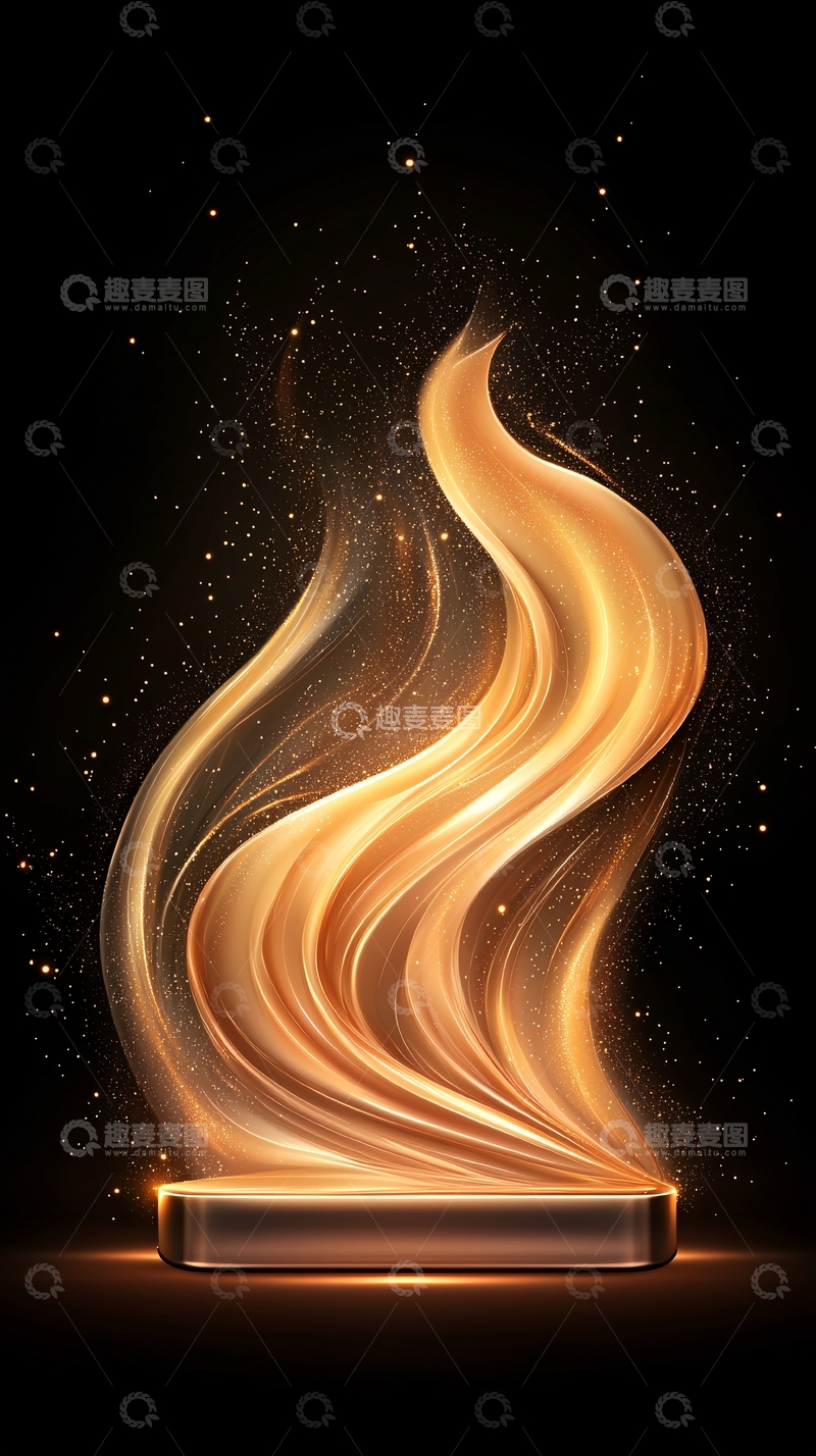 高清大图下载【趣麦麦图】金色火焰奖杯背景图