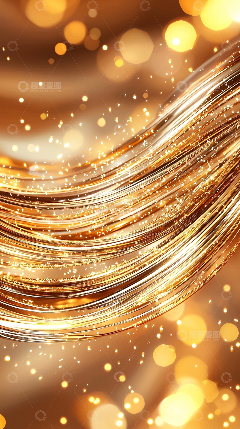 高清大图下载【趣麦麦图】金色光带流动背景