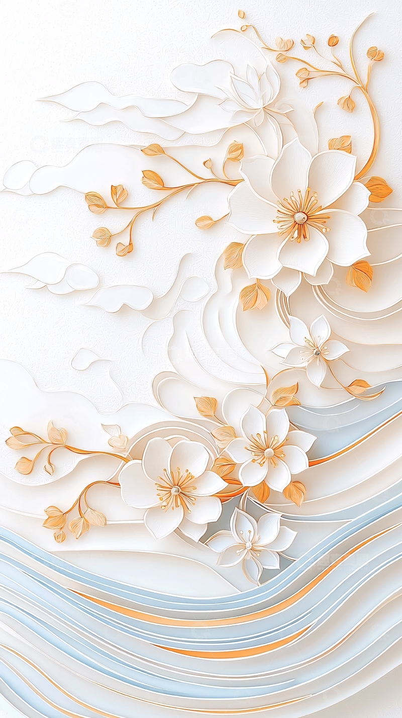 高清大图下载【趣麦麦图】立体花卉艺术背景素材