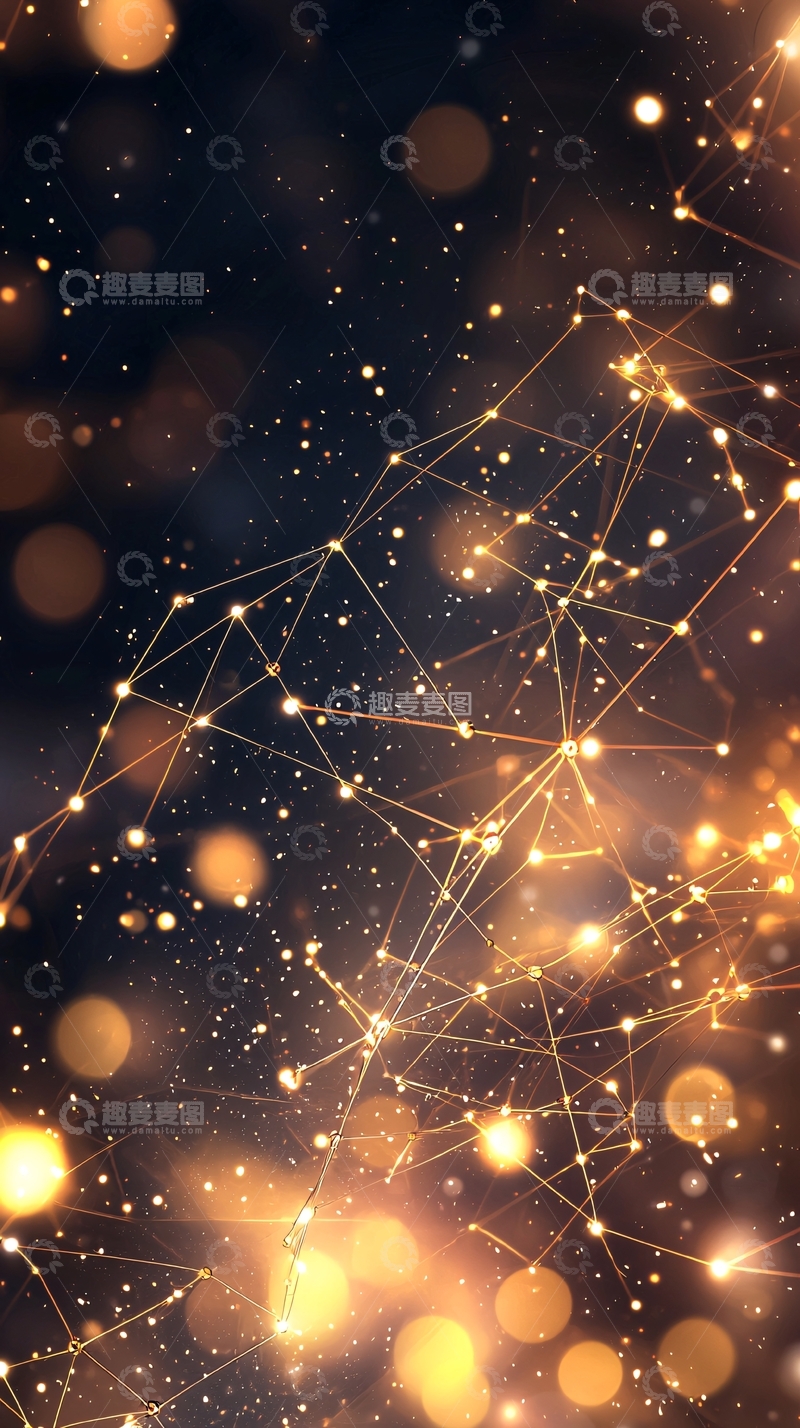 高清大图下载【趣麦麦图】金色网络连接点背景