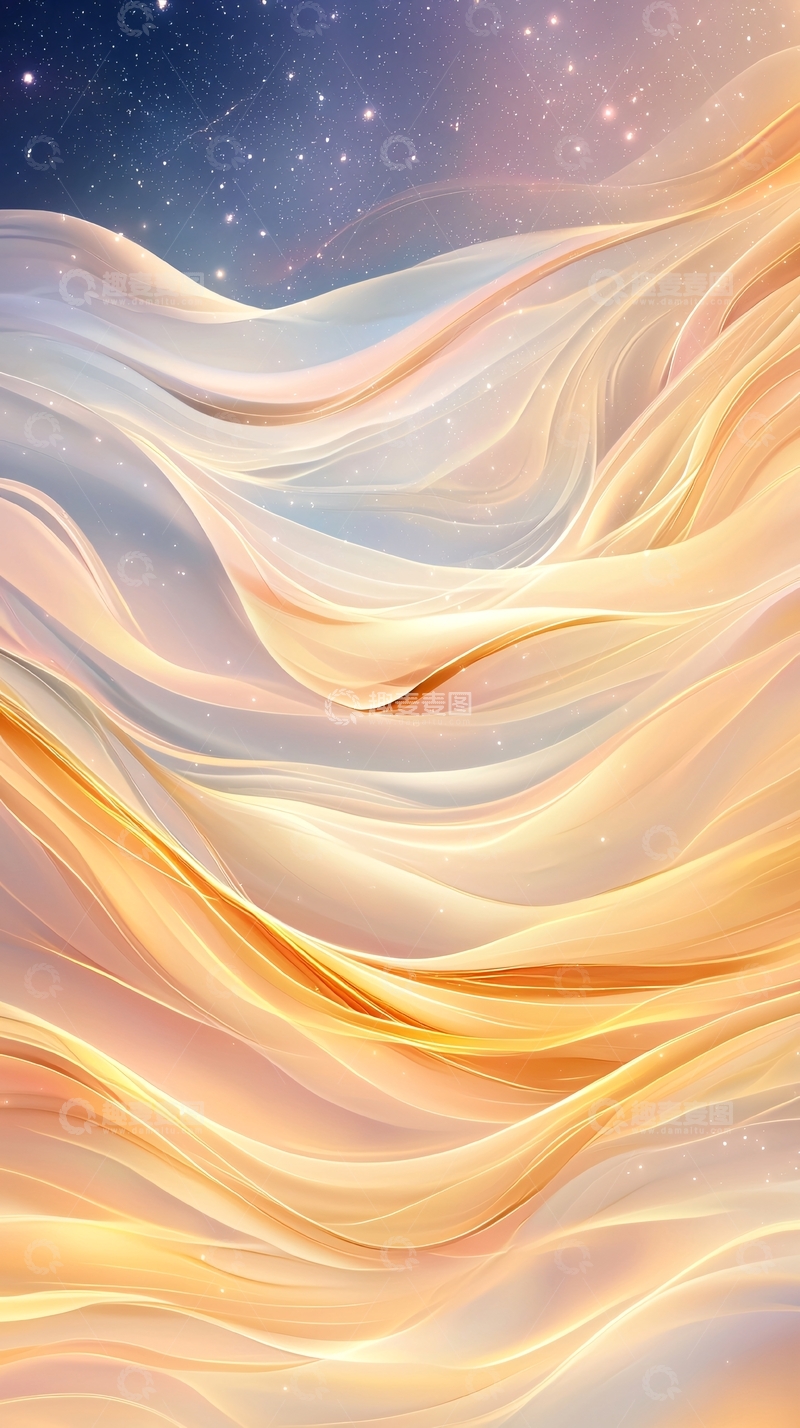 高清大图下载【趣麦麦图】梦幻星空流动曲线背景