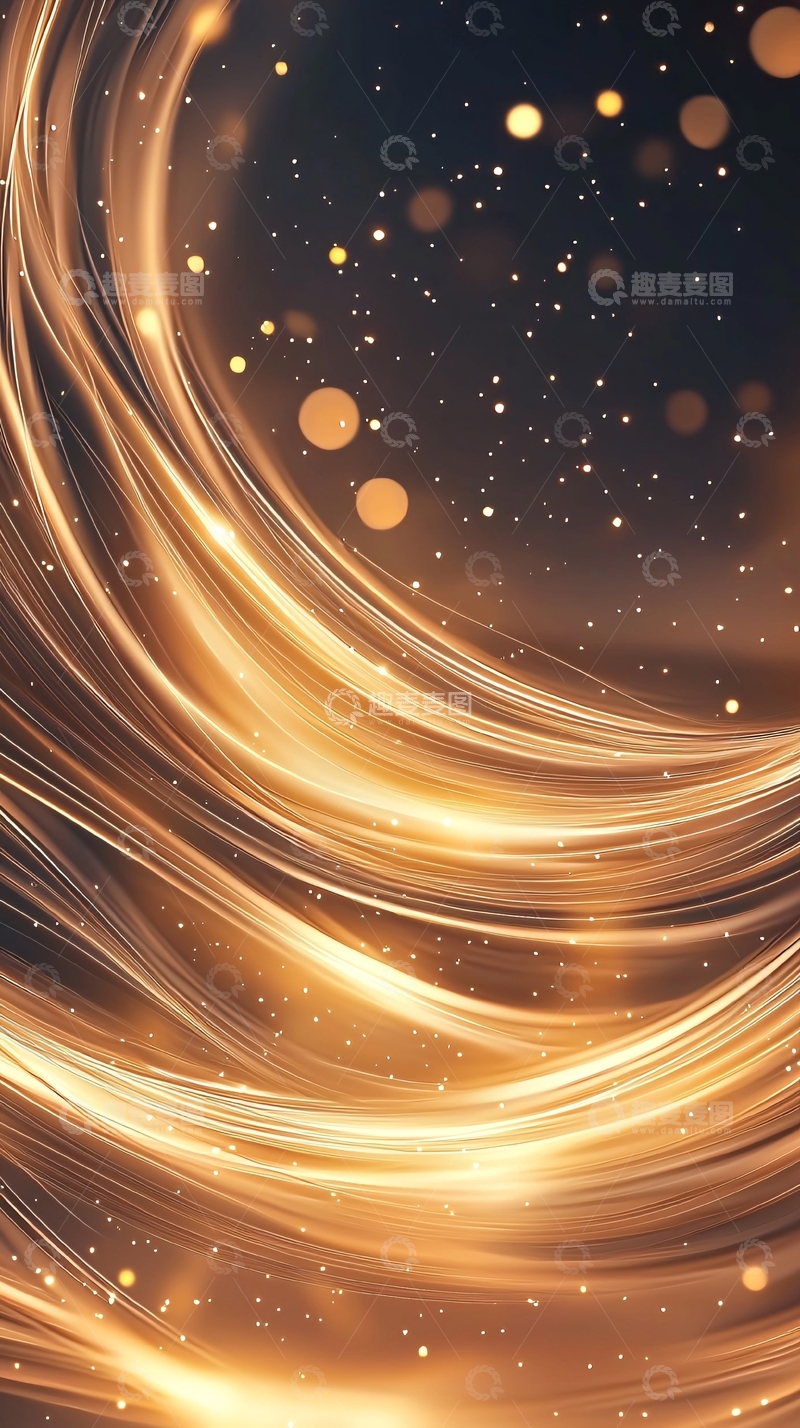 高清大图下载【趣麦麦图】金色光带流动背景