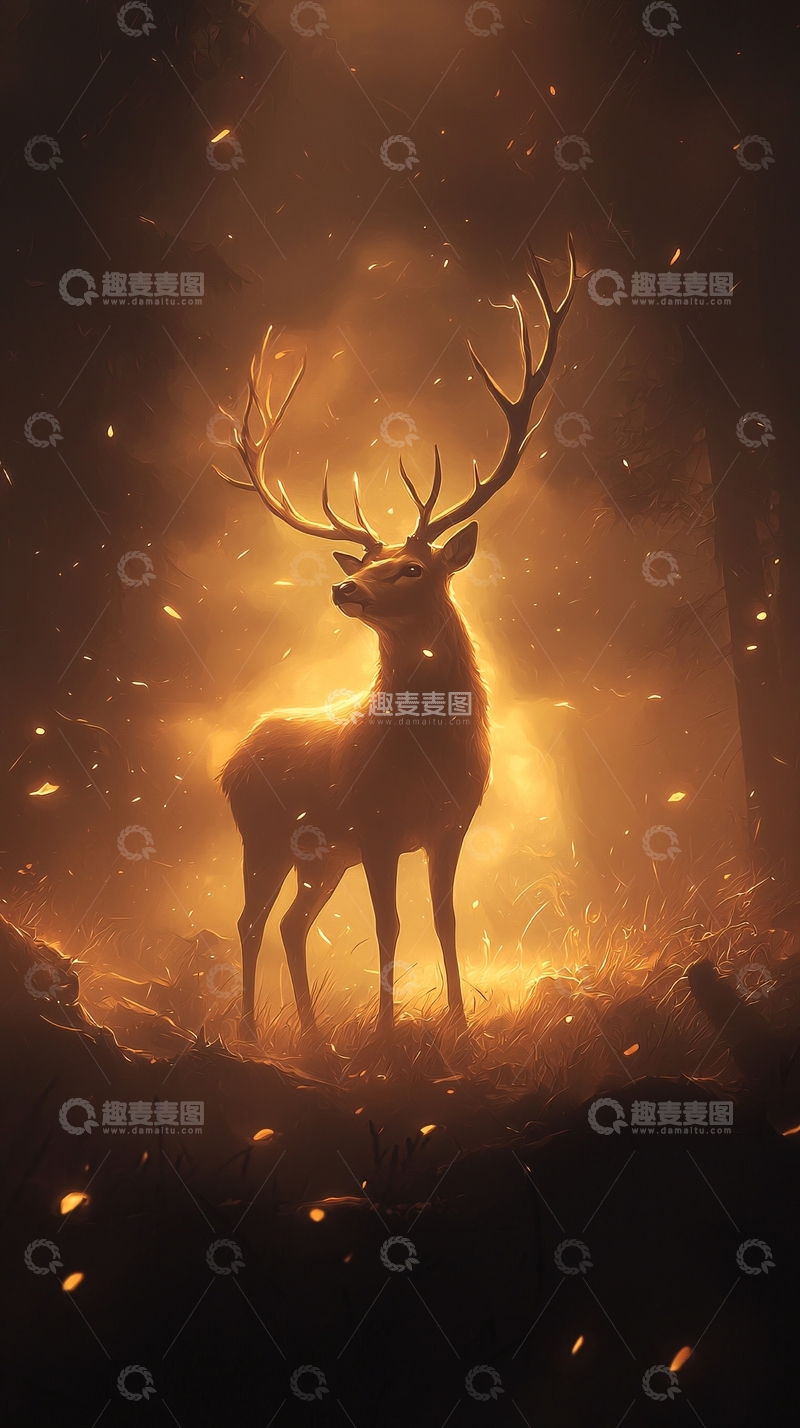 高清大图下载【趣麦麦图】森林中的鹿高清图片