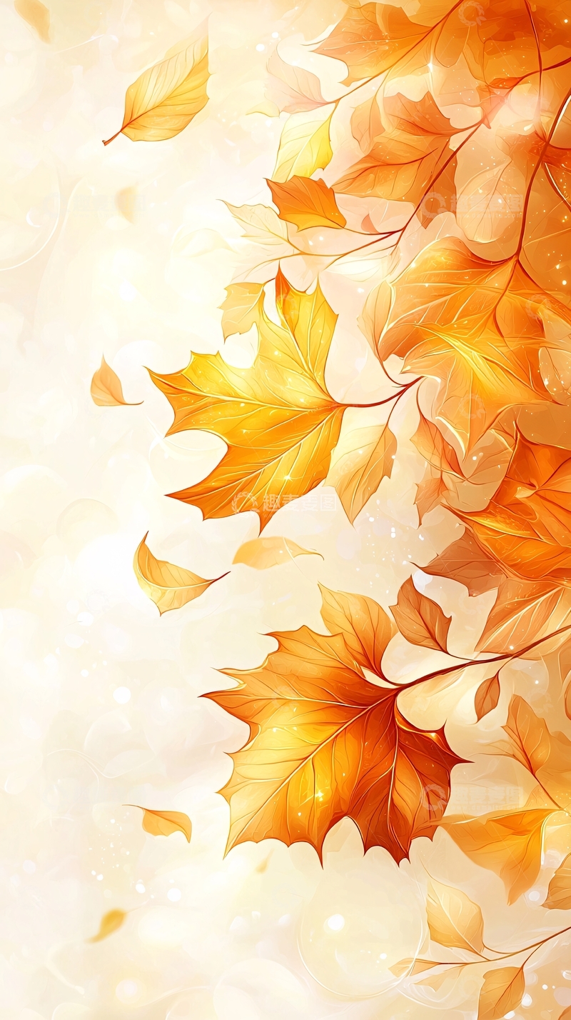 高清大图下载【趣麦麦图】秋叶飘落唯美背景图