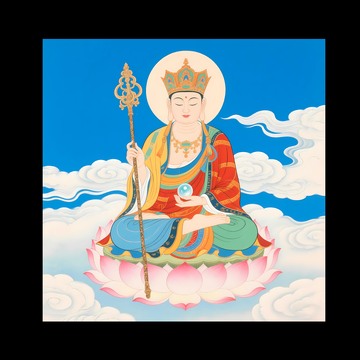 地藏王菩萨坐在莲花宝座