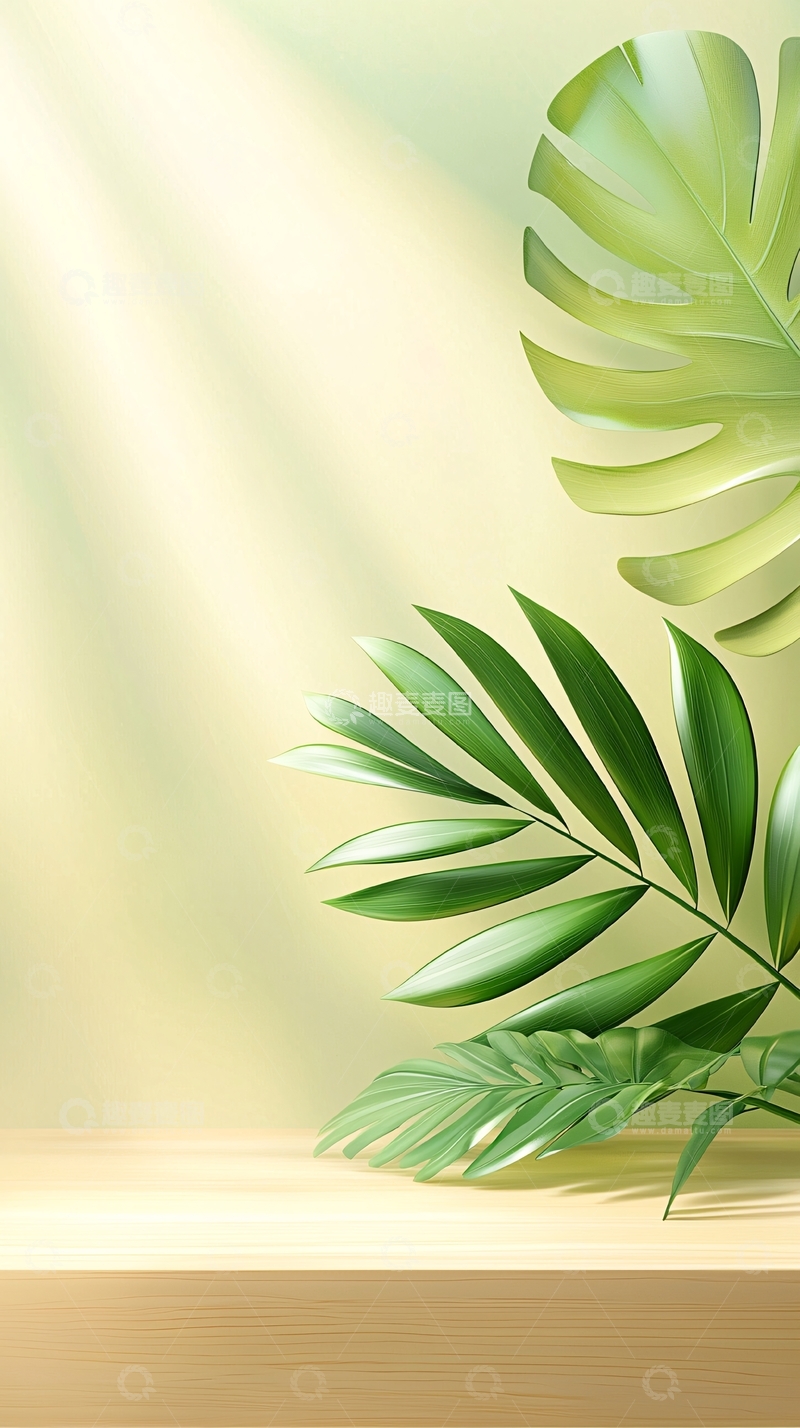 高清大图下载【趣麦麦图】热带植物背景墙纸