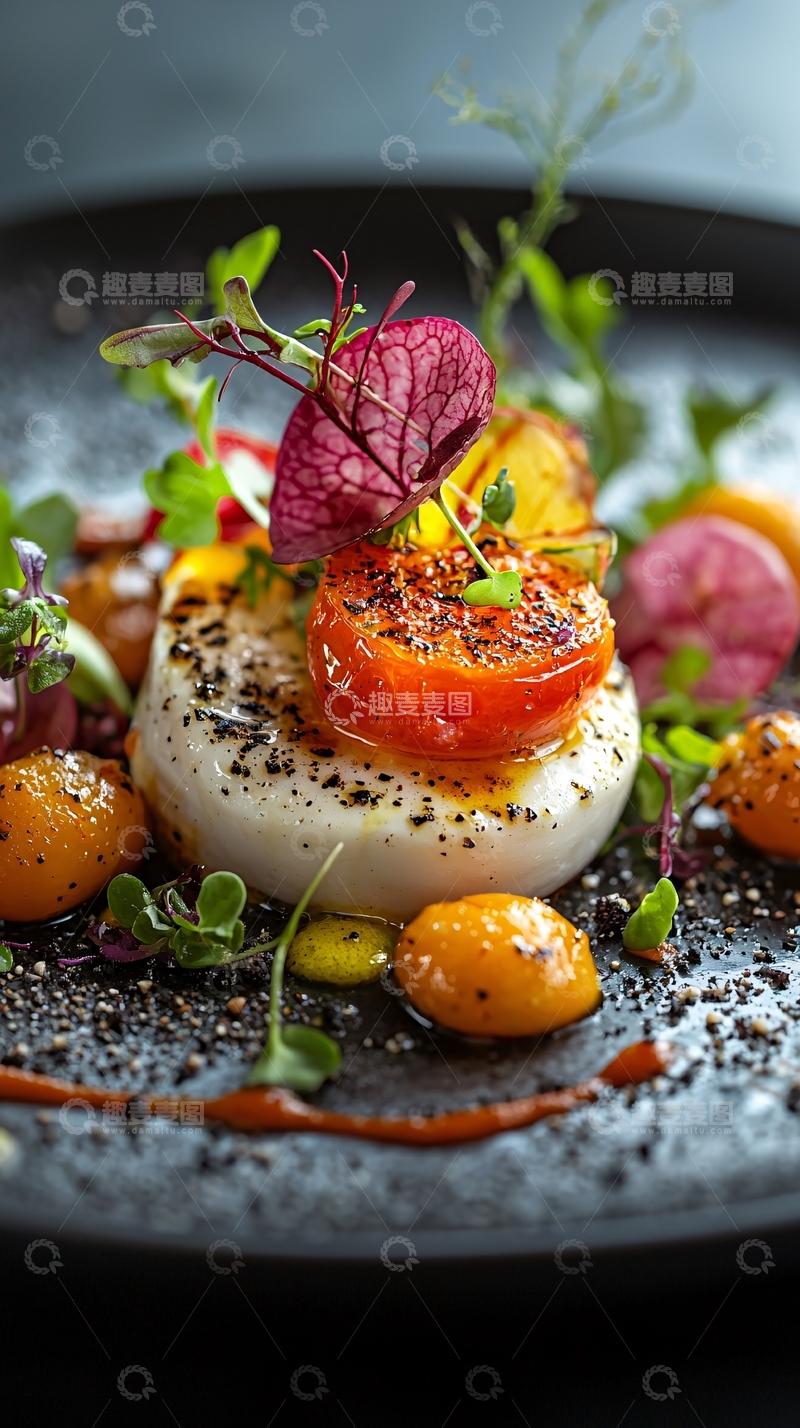 高清大图下载【趣麦麦图】精致海鲜配蔬菜装饰菜品