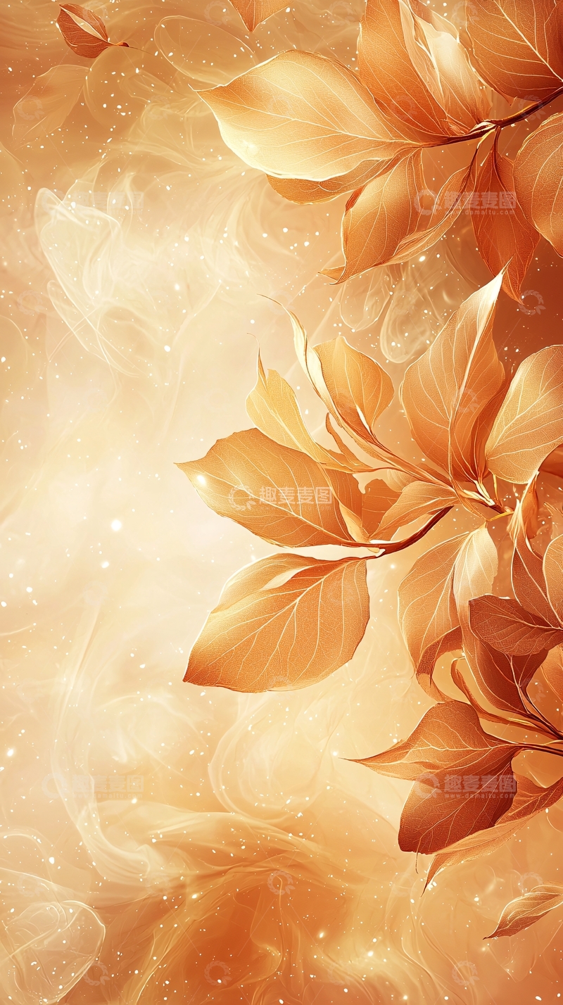 高清大图下载【趣麦麦图】秋叶飘逸梦幻背景图