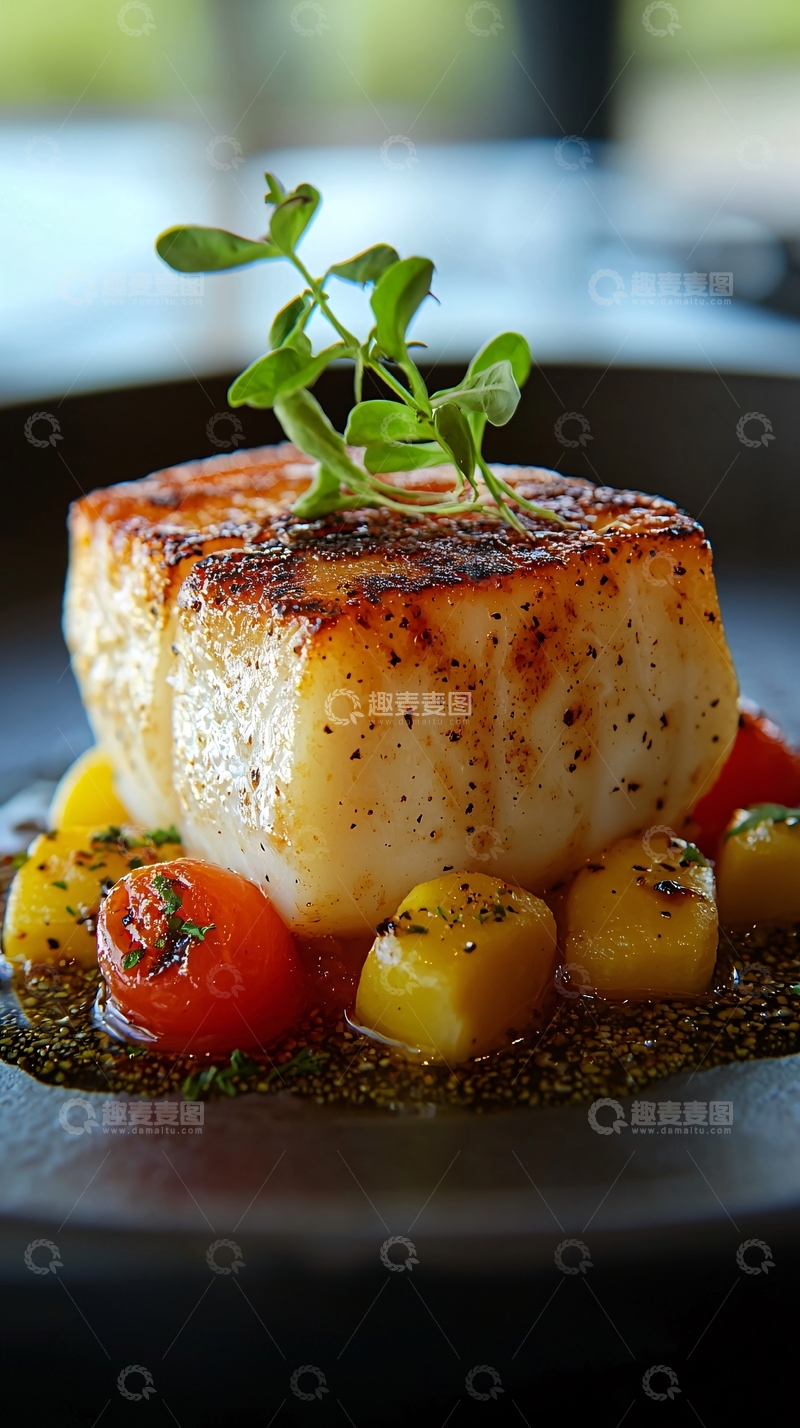高清大图下载【趣麦麦图】香煎鱼配时蔬