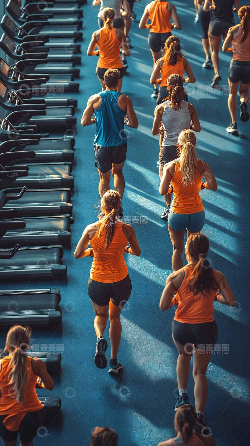 高清大图下载【趣麦麦图】健身房跑步训练场景