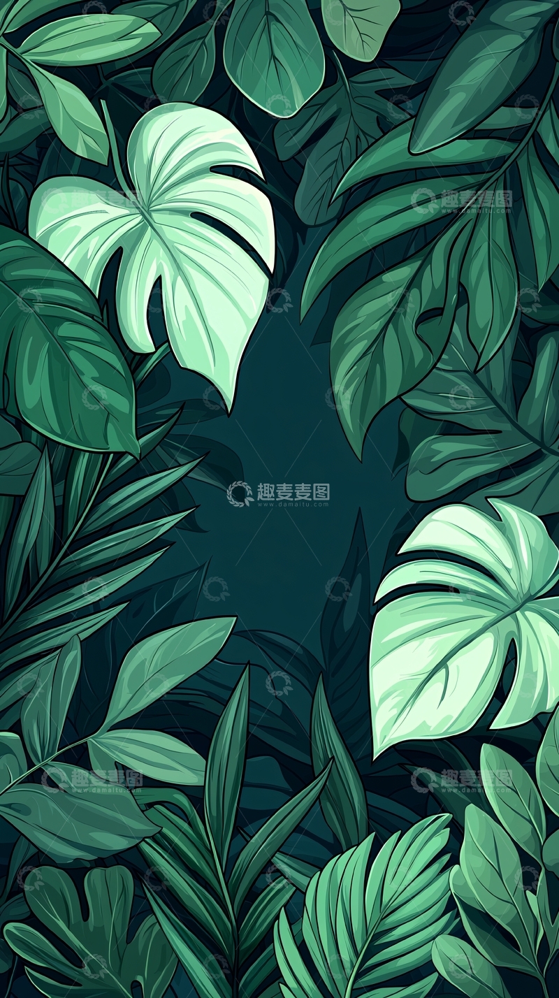 高清大图下载【趣麦麦图】热带植物叶子背景图