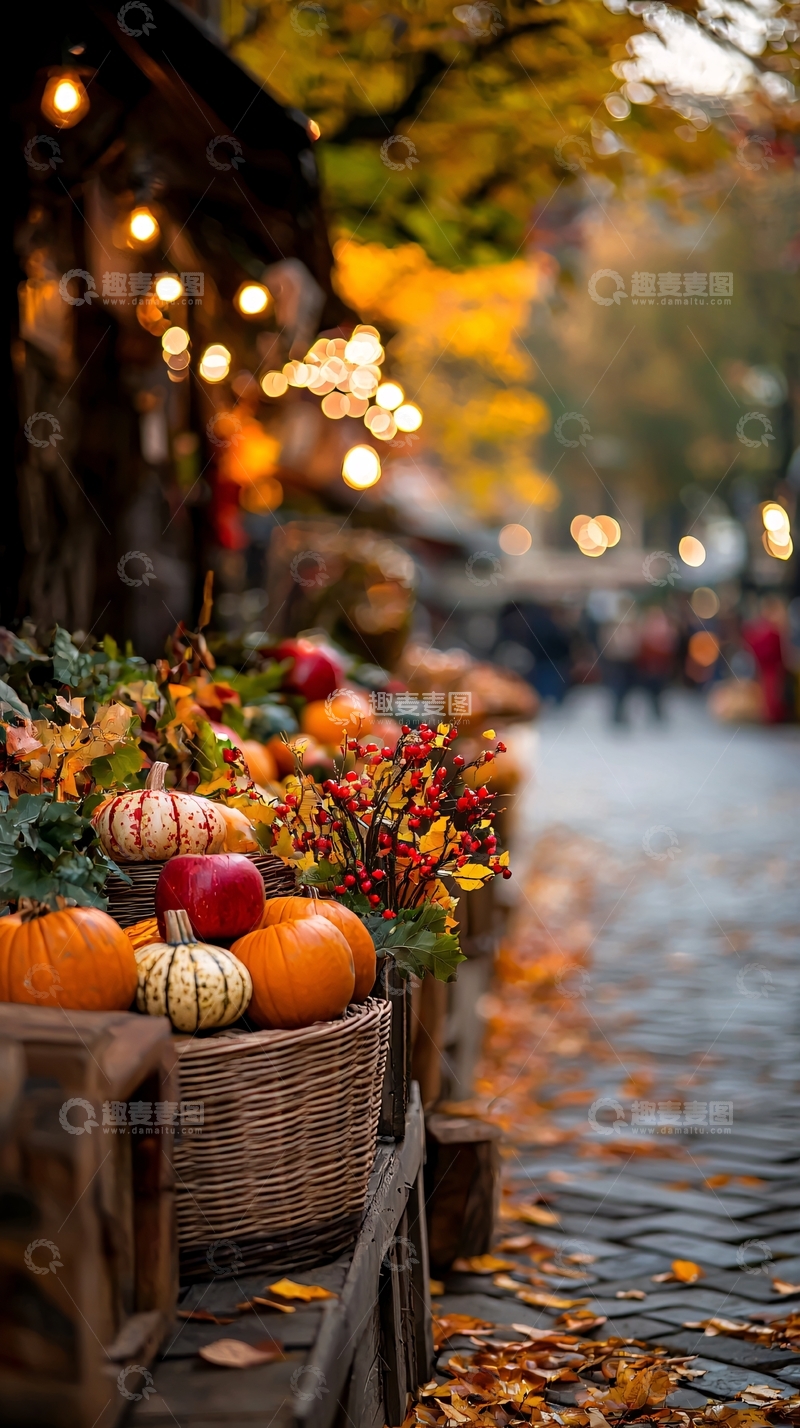 高清大图下载【趣麦麦图】秋日市集南瓜装饰