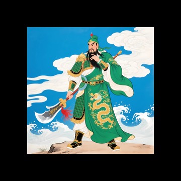 关羽手持偃月刀