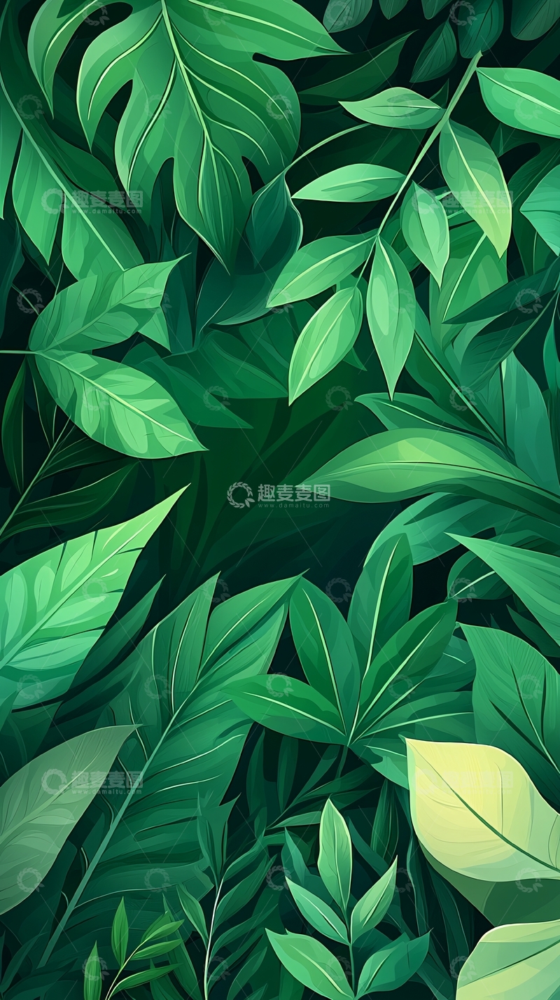 高清大图下载【趣麦麦图】热带雨林植物叶子背景图