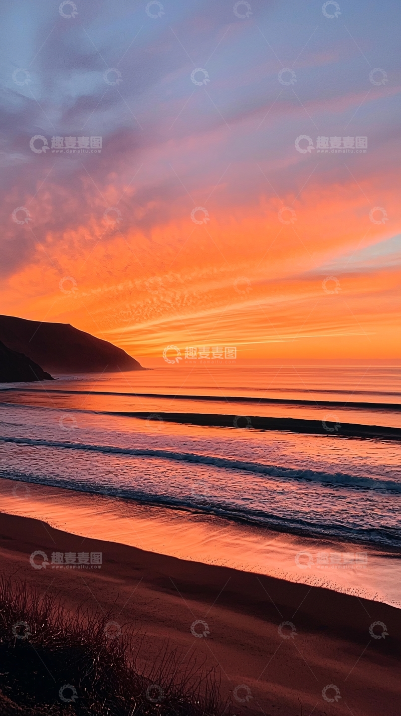 高清大图下载【趣麦麦图】日落海滩风景