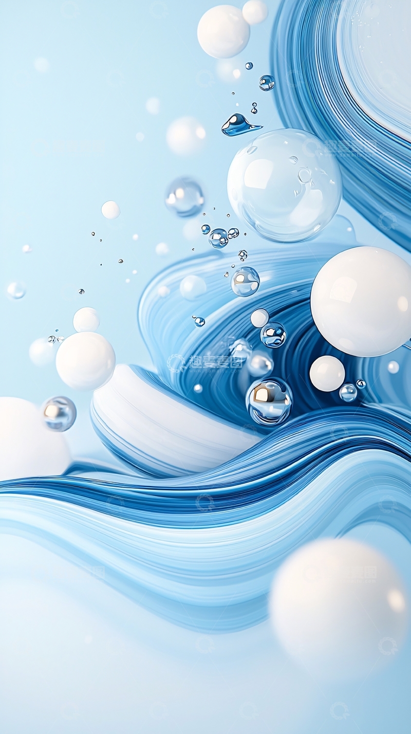 高清大图下载【趣麦麦图】水波流动泡泡背景图
