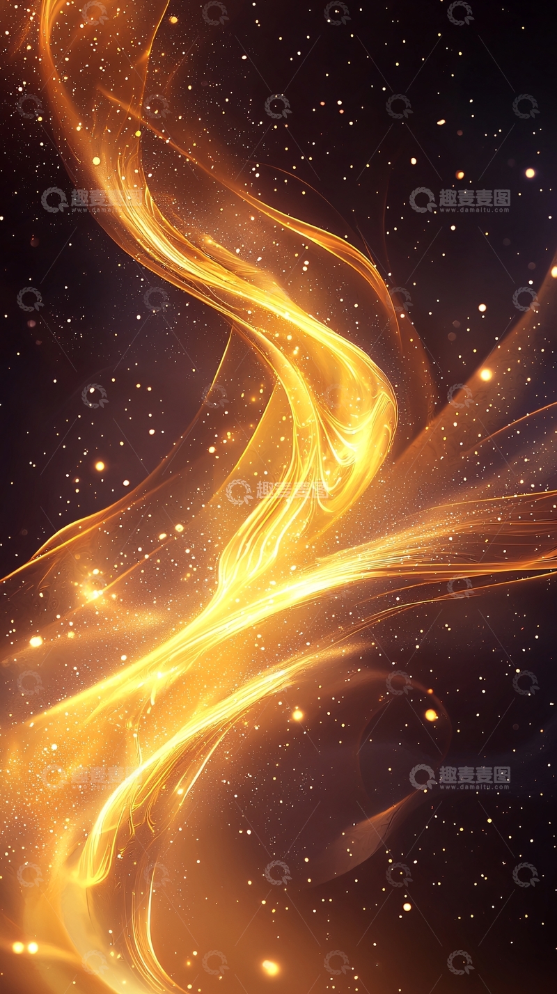高清大图下载【趣麦麦图】金色光带星空背景