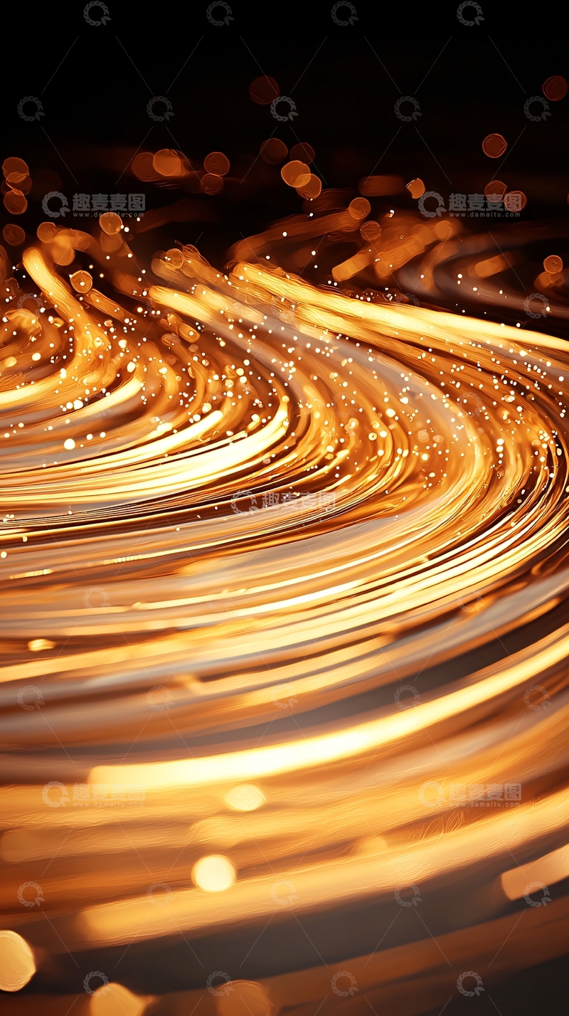 高清大图下载【趣麦麦图】金色光带流动效果背景