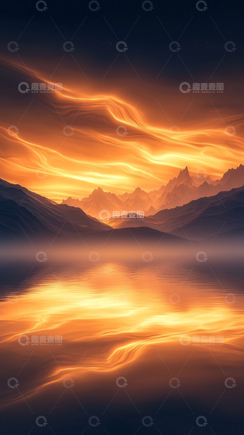 高清大图下载【趣麦麦图】梦幻山湖夜景