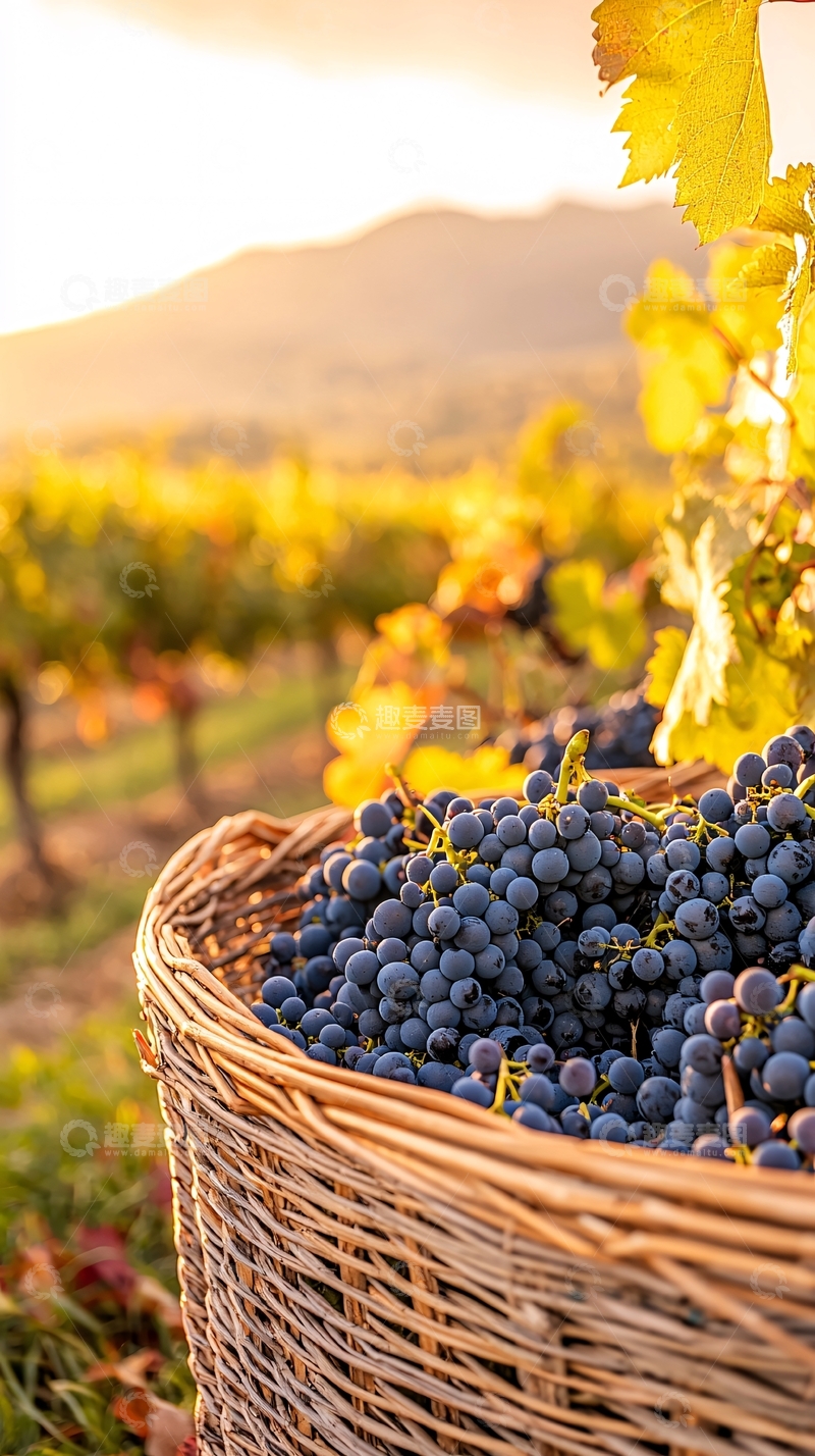 高清大图下载【趣麦麦图】-葡萄收获季节的田野风景