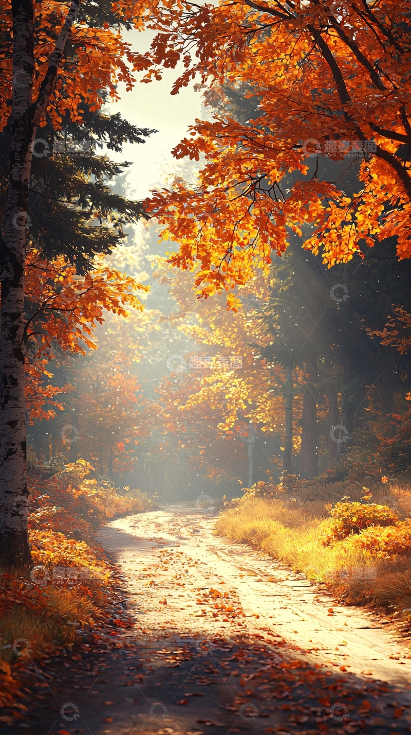高清大图下载【趣麦麦图】秋日森林小径85